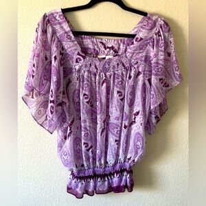 MUDD Sheer Purple Paisley Peasant Blouse